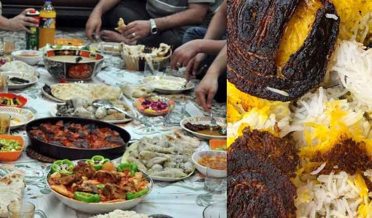 ইরাকি রাইস এবং বিভিন্ন ধরনের খাবার।