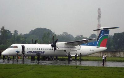 US Bangla plane slides off runway at Saidpur Airport
