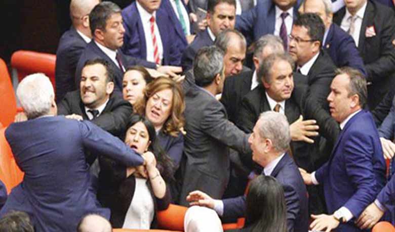 Turkey parliament brawls over changes to constitution