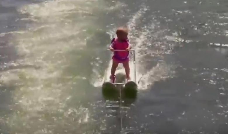 6-month-old girl breaks record on water skis
