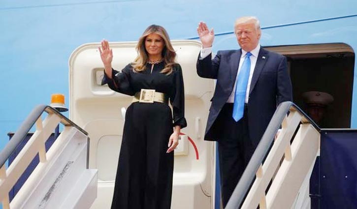 US president Trump arrives in Saudi Arabia