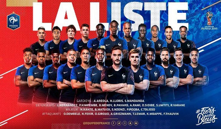 France name squad for 2018 Russia World Cup