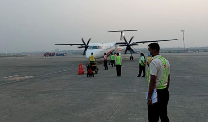 Biman`s new Dash 8-400 aircraft ‘Shwetbalaka’ arrives