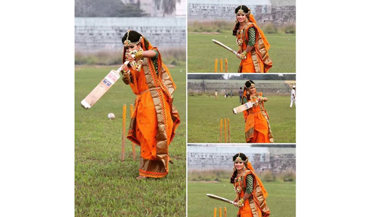 Girl in wedding dress in cricket ground goes viral