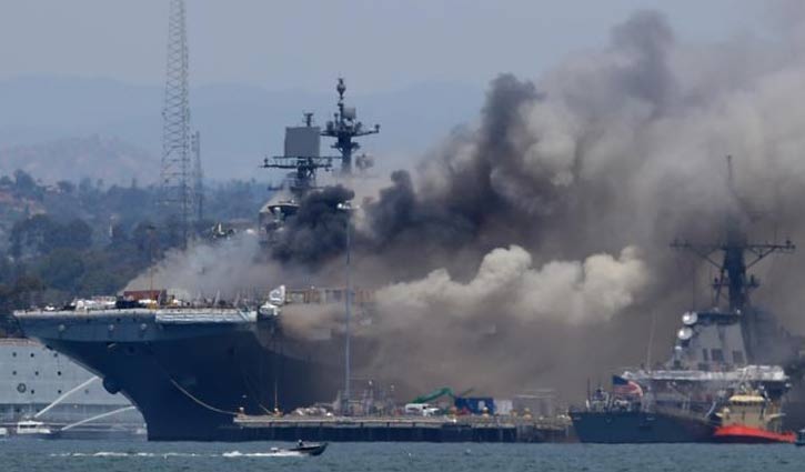 21 injured as fire erupts on US navy ship