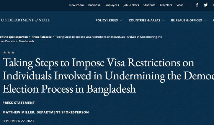 US visa restrictions on Bangladeshi individuals begin