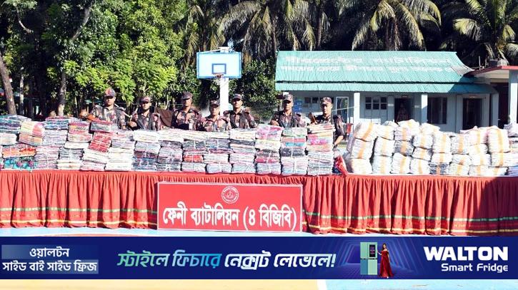ফেনী সীমান্তে কোটি টাকার ভারতীয় শাড়ি-গরু জব্দ