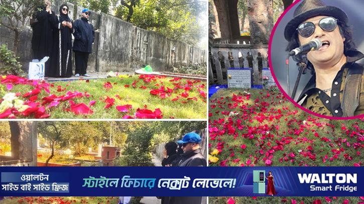 শাফিনের সমাধি ফুলে ফুলে ছেয়ে দিলেন স্ত্রী-সন্তানেরা