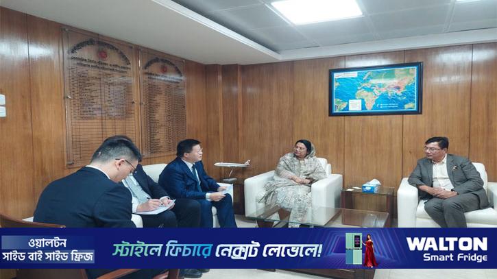 চীনের রাষ্ট্রদূতের সঙ্গে বেসামরিক বিমান পরিবহন ও পর্যটনমন্ত্রীর সৌজন্য সাক্ষাৎ