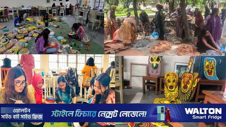 রাবি চারুকলায় বৈশাখ প্রস্তুতি, নববর্ষের সাজে উৎসবের আমেজ