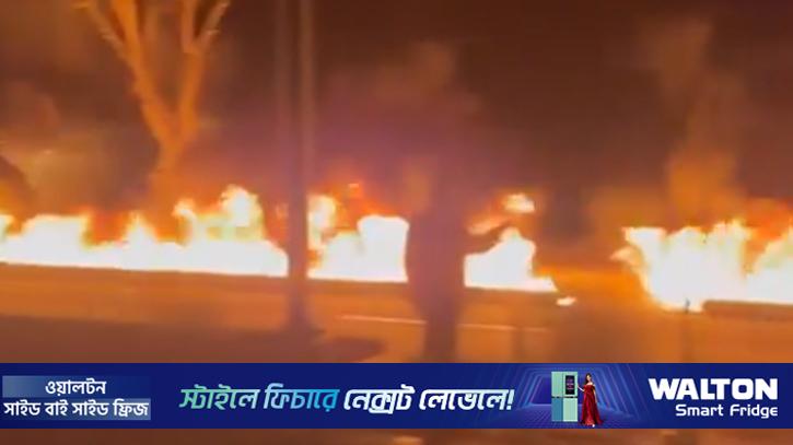 ইরানের তেলের ৩ ডিপোতে হামলা, সড়কে আগুন